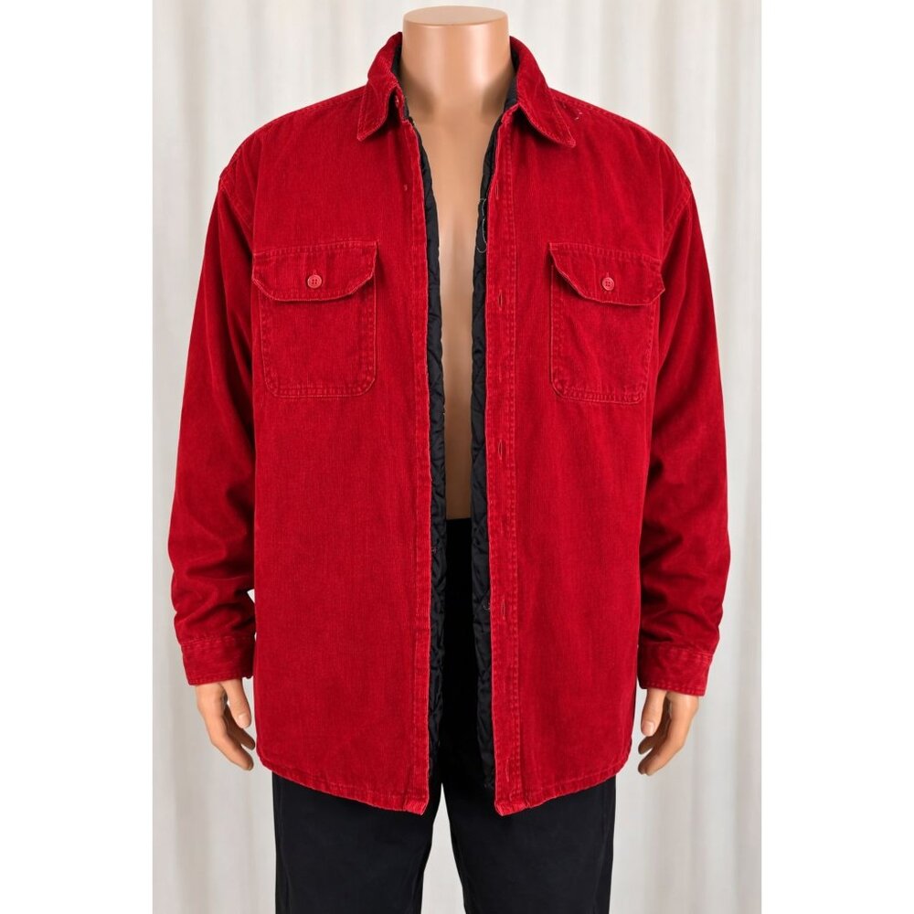 Appalachian Trail Corduroy Shirt Jacket Men's XL Red Quilted Lined Button Up